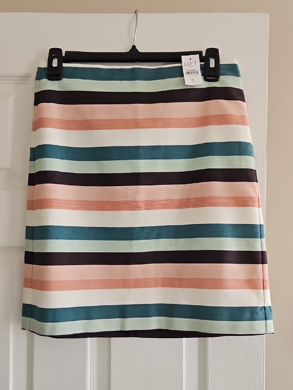 NWT LOFT Striped Pencil Skirt in Teal, Mint, Blush, Cream & Black